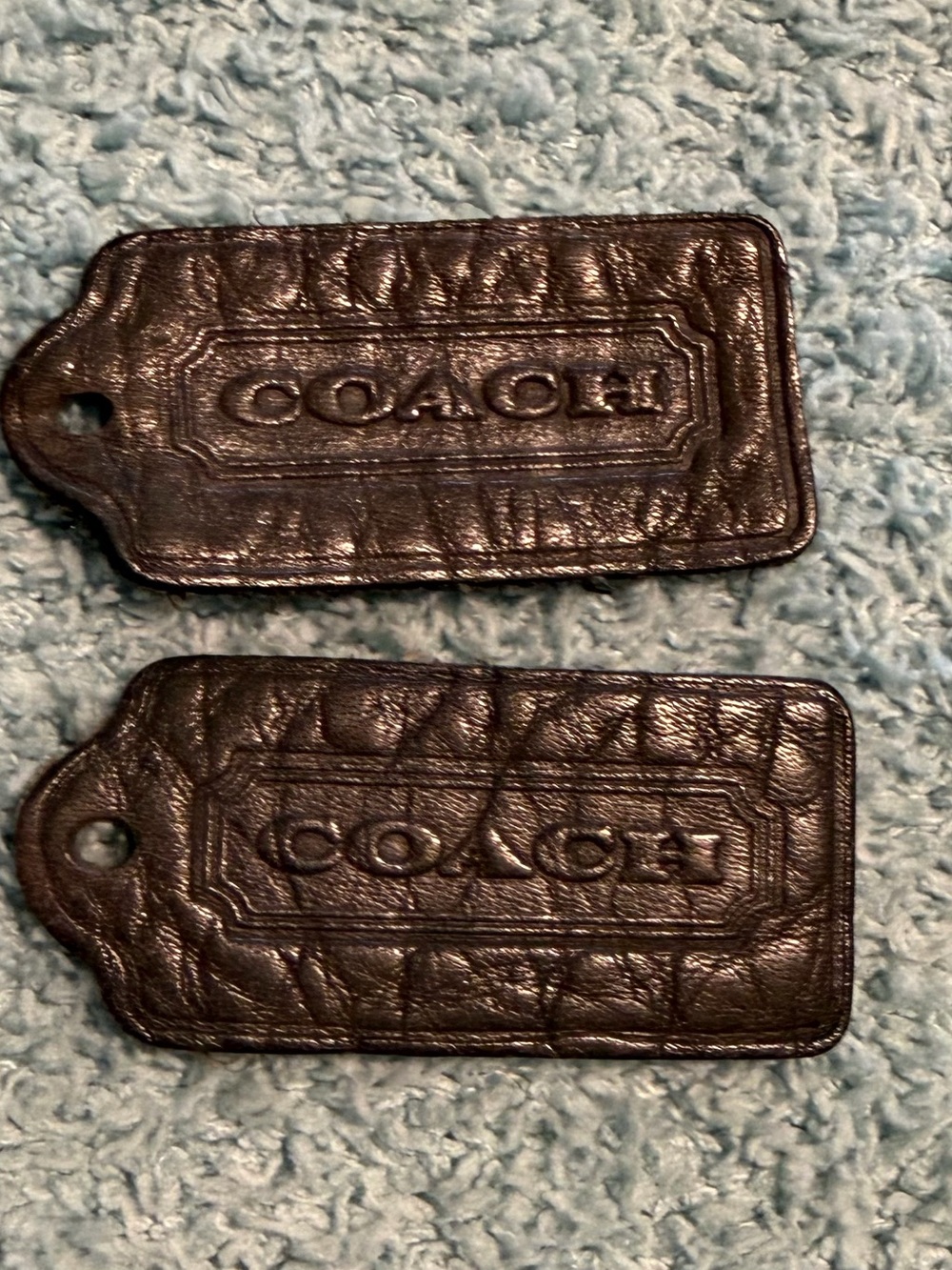 Set Of Vintage Coach Black One-Sided Hangtag Replacement Textured Leather